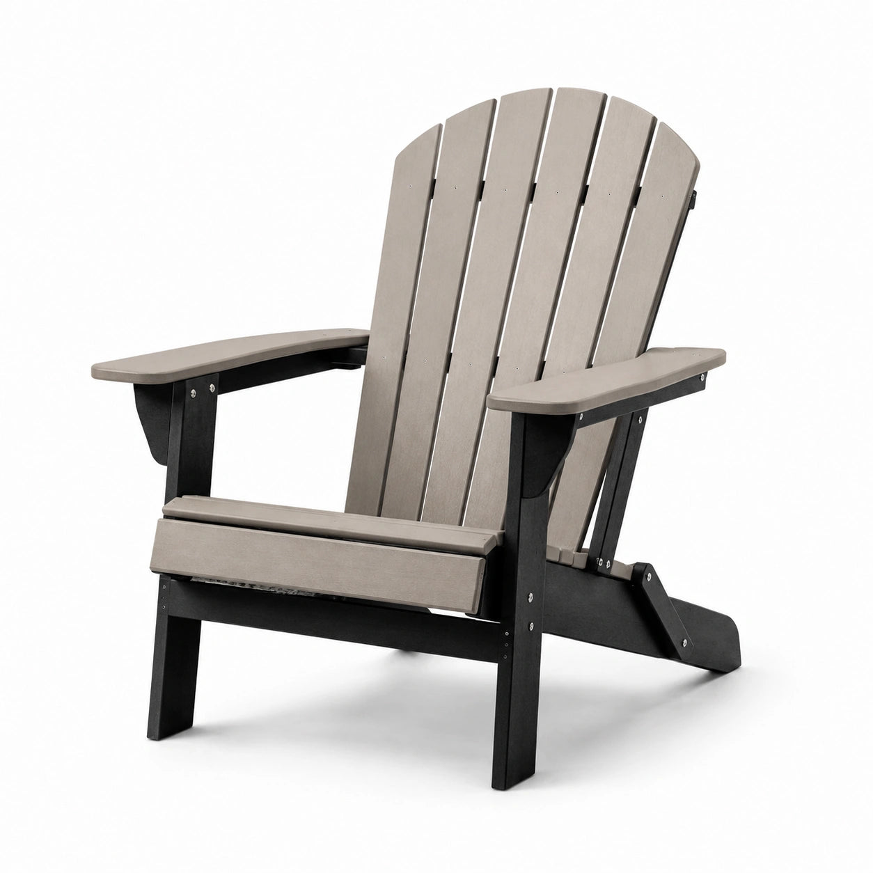 Adirondackstuhl aus Polywood Grau/Schwarz 95cm x 80cm x 90cm