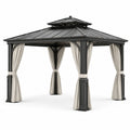Metall Pavillon 3x3m in Grau mit Vorhängen aus Polyester