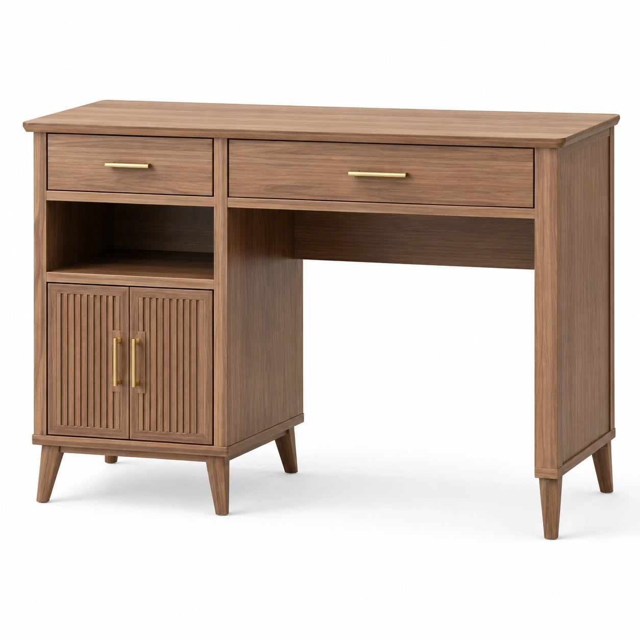Schreibtisch aus Walnussholz mit Messinggriffen 120x45x75 cm Braun