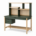 Schreibtisch aus MDF und Eichenholz mit Rattanrückseite, dunkelgrün, 120 cm