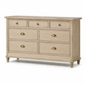 Kommode aus Eichenholz mit 7 Schubladen Beige 140cm