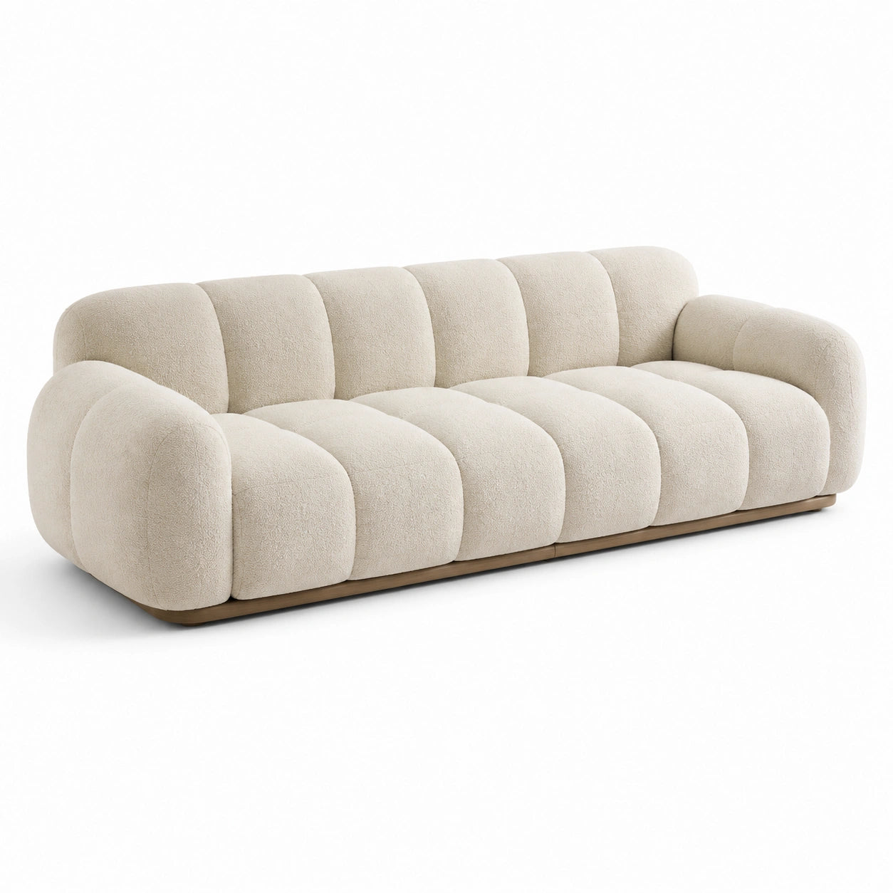 3-Sitzer Sofa Bouclé Stoff Holzrahmen Beige