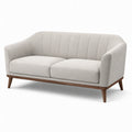 2-Sitzer Sofa aus Stoff Graubeige mit Holzgestell
