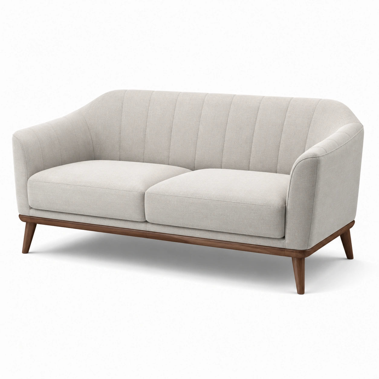 2-Sitzer Sofa aus Stoff Graubeige mit Holzgestell