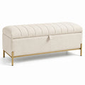 Metallbank mit Bouclé-Stoffbezug Beige 120x40x45 cm