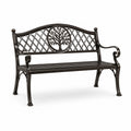 Gartenbank aus Gusseisen mit Baumdesign Rückenlehne 128cm Schwarz