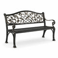 Metall Gartenbank mit Verzierung 125 cm Schwarz
