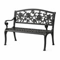 Schwarze Gartenbank aus Aluminium und Gusseisen mit Blumenmuster