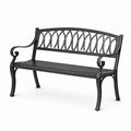 Schwarze Gartenbank aus pulverbeschichtetem Metall 125 cm