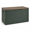 Gartenbox Kunststoff Rattanoptik Grün Braun 117x45x56cm