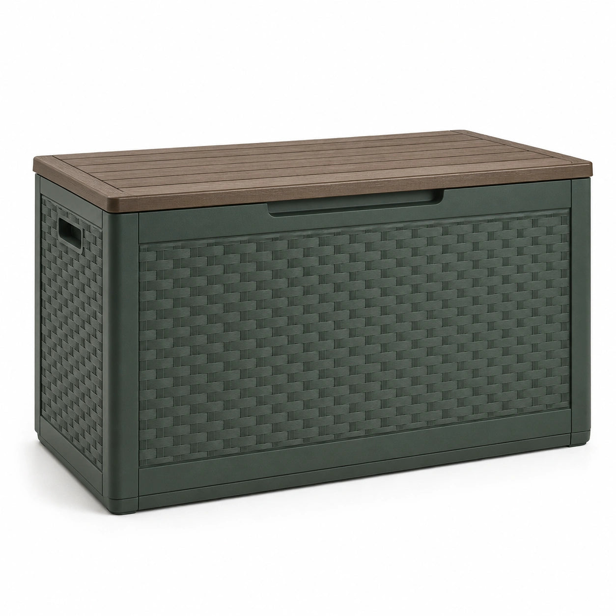 Gartenbox Kunststoff Rattanoptik Grün Braun 117x45x56cm