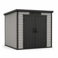 Gartenhaus Kunststoff 185x152x226 cm Polyethylen Grau/Schwarz mit Doppeltür