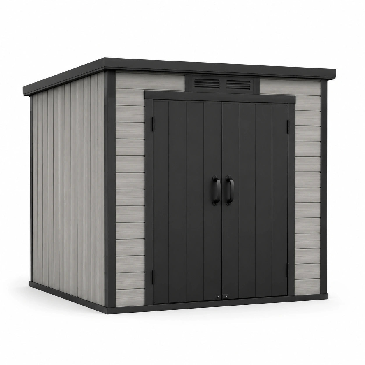 Gartenhaus Kunststoff 185x152x226 cm Polyethylen Grau/Schwarz mit Doppeltür