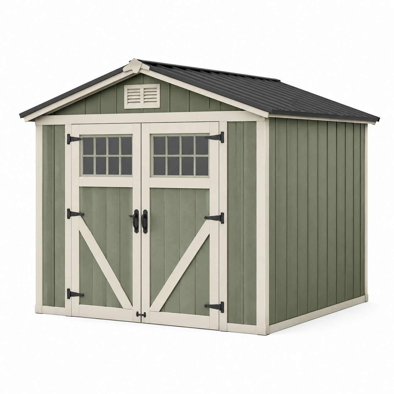 Gartenhaus aus Holz mit Doppeltür 350x250x230 cm Grün/Beige