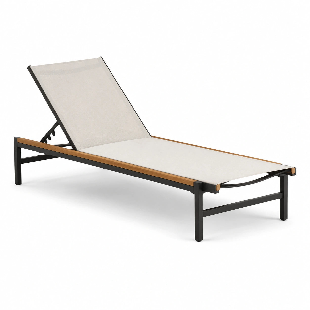 Gartenliege Aluminium Textilene 200 cm Beige/Schwarz