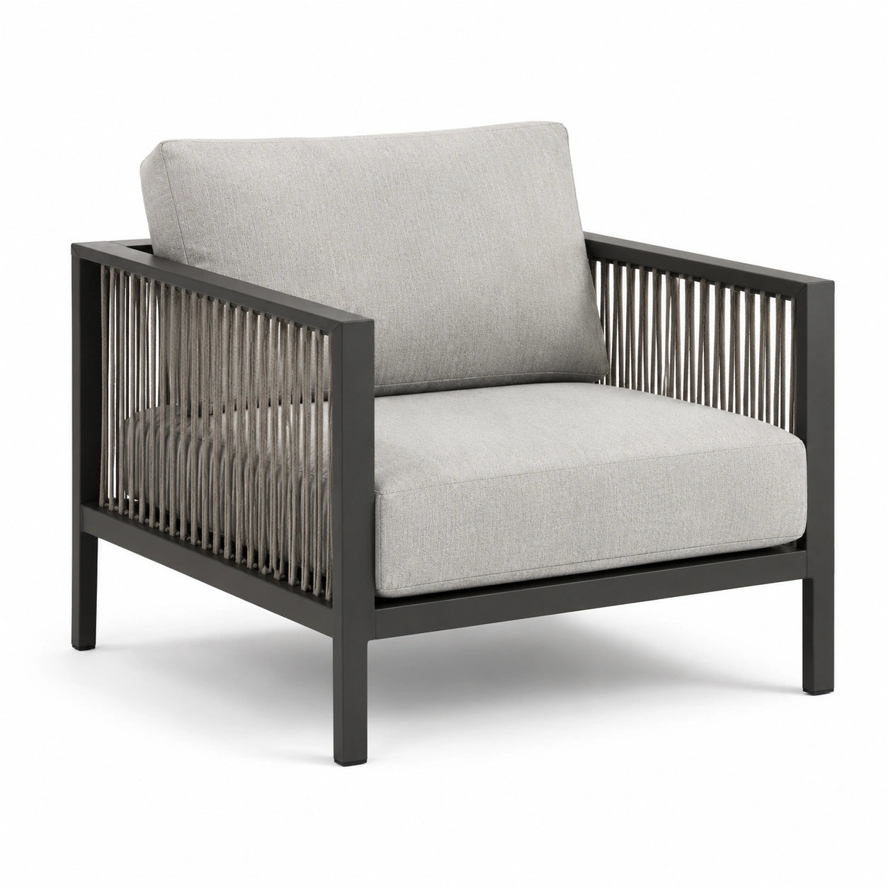 Garten-Loungesessel Aluminium mit Seilgeflecht grau