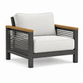 Garten-Loungesessel Aluminium mit Holzakzenten und Polyestergeflecht