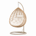 Rattan Hängesessel mit Kissen Beige