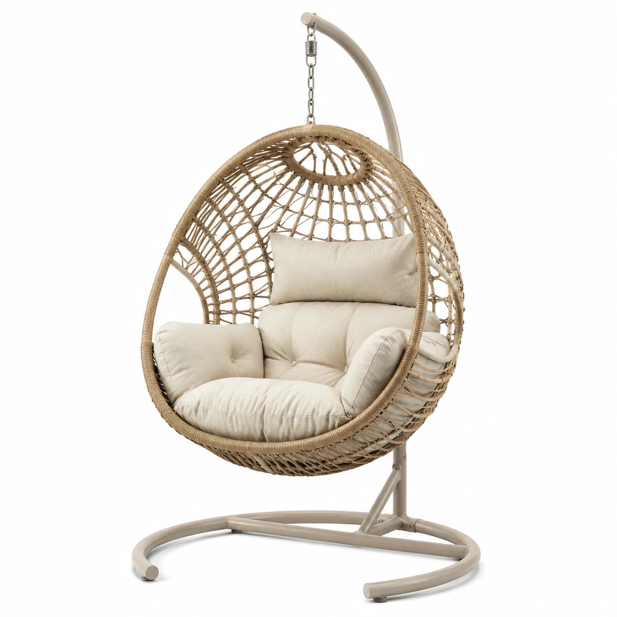 Hängesessel aus Rattan mit Polster und Stahlrahmen, 200 cm